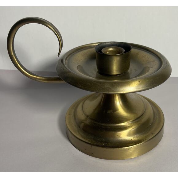 Vintage Baldwin Brass Small Chamberstick Taper Candle Holder with 4 Candles - Picture 1 of 9